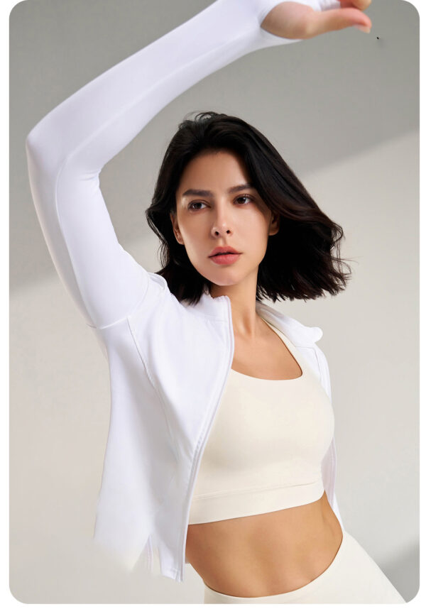 Women's Long Sleeve Workout Jumpsuit – Yoga Top with Thumbholes for Gym and Cycling