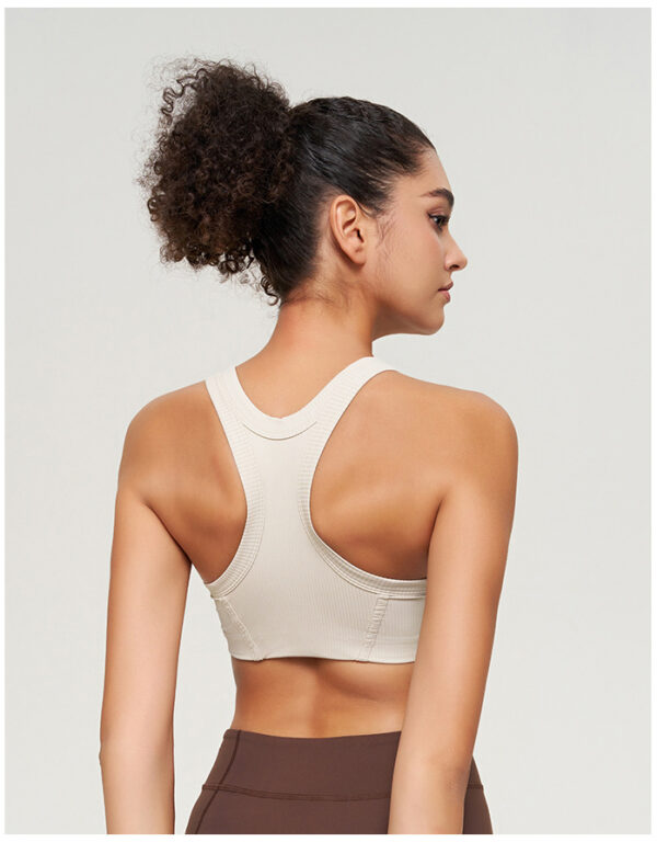 Ribbed Sports Yoga Bra with Built-In Chest Pads – Short Design for Women - Image 3