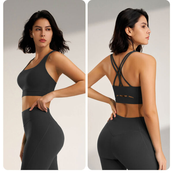 Padded Longline Push-Up Sports Bra in White, Black, and Pink - Image 4