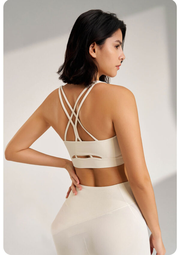 Padded Longline Push-Up Sports Bra in White, Black, and Pink - Image 3