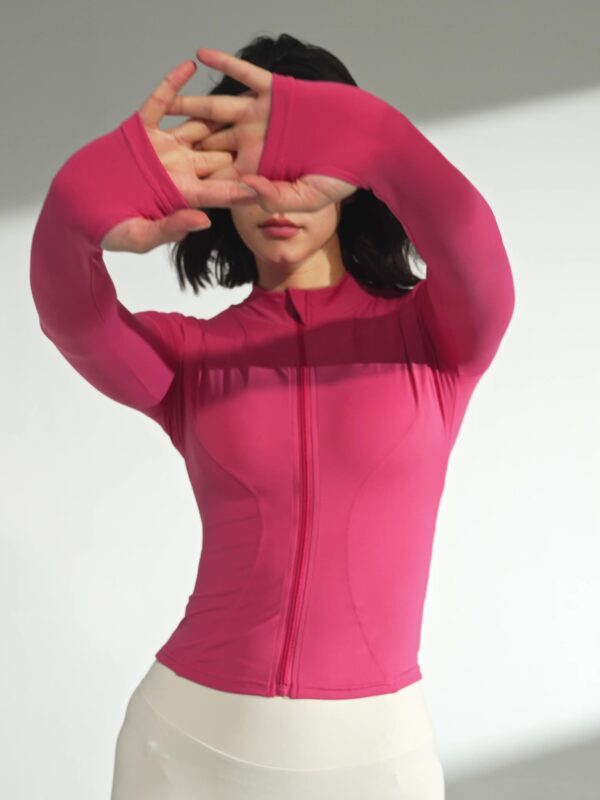 Women's Long Sleeve Workout Jumpsuit – Yoga Top with Thumbholes for Gym and Cycling - Image 6