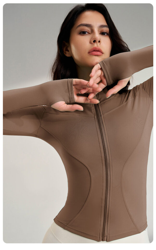 Women's Long Sleeve Workout Jumpsuit – Yoga Top with Thumbholes for Gym and Cycling - Image 10