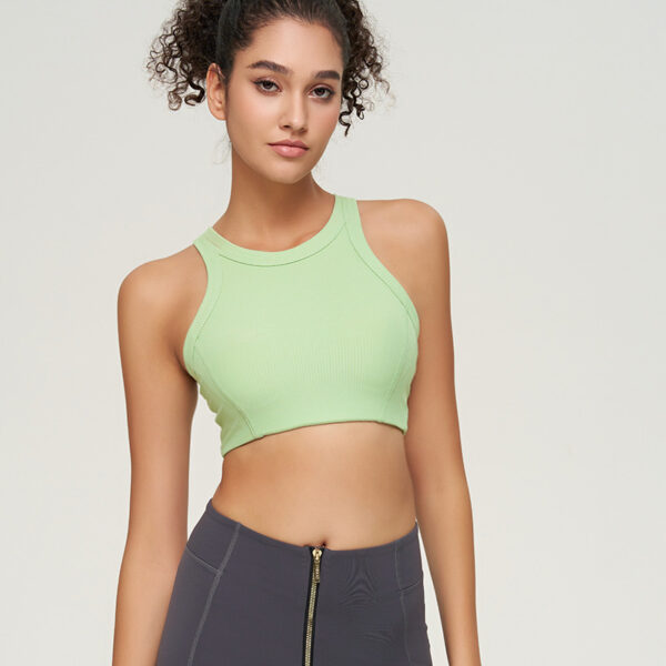 Ribbed Sports Yoga Bra with Built-In Chest Pads – Short Design for Women - Image 2