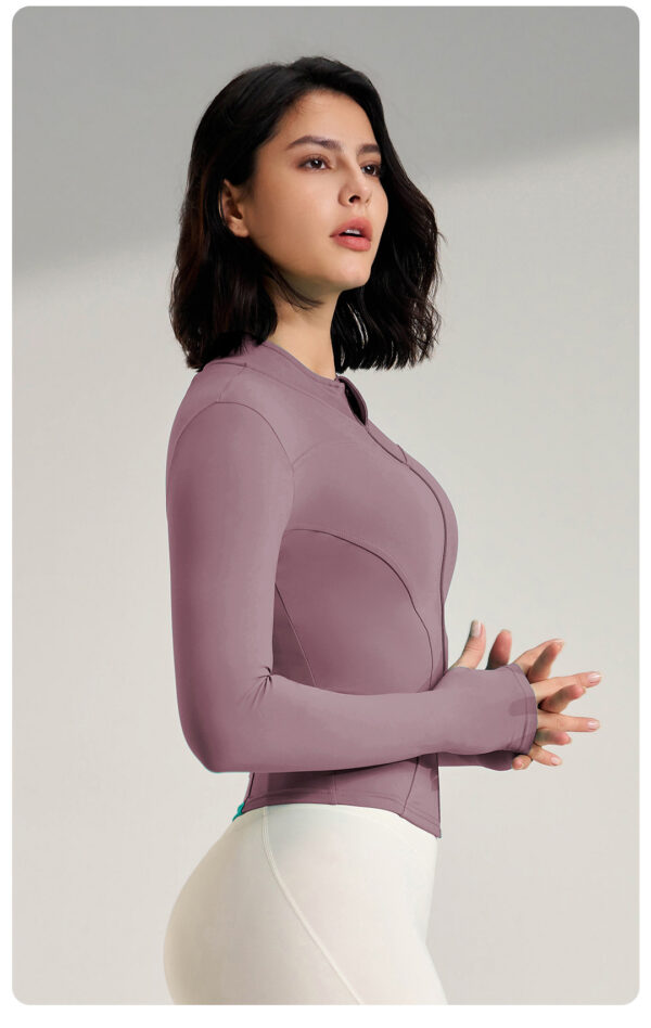 Women's Long Sleeve Workout Jumpsuit – Yoga Top with Thumbholes for Gym and Cycling - Image 8