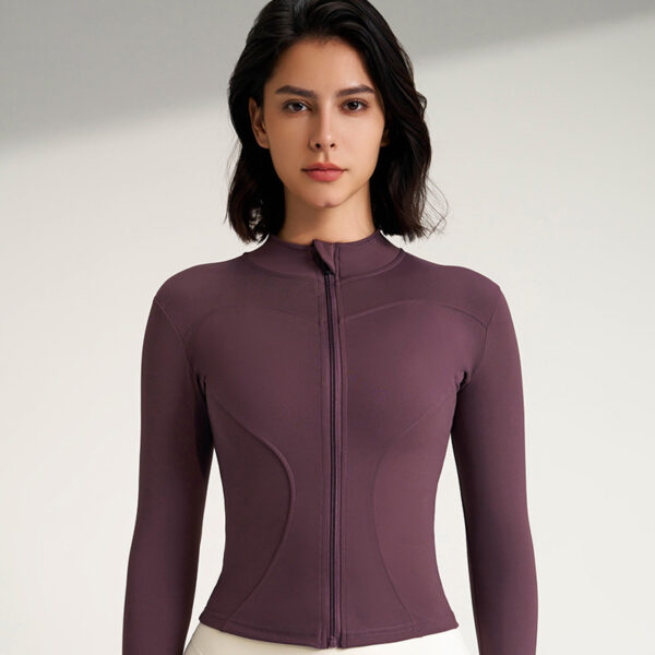 Women's Long Sleeve Workout Jumpsuit – Yoga Top with Thumbholes for Gym and Cycling - Image 4