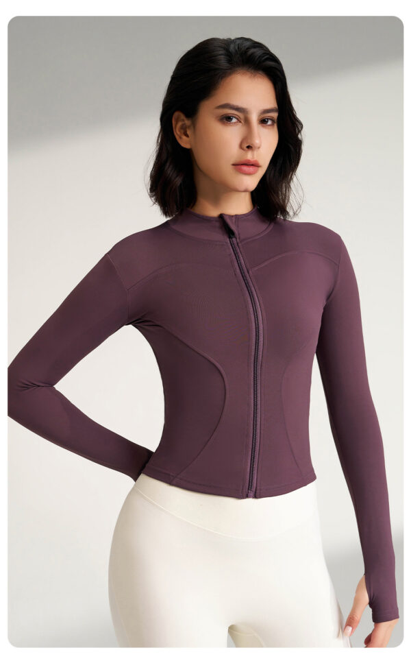 Women's Long Sleeve Workout Jumpsuit – Yoga Top with Thumbholes for Gym and Cycling - Image 5