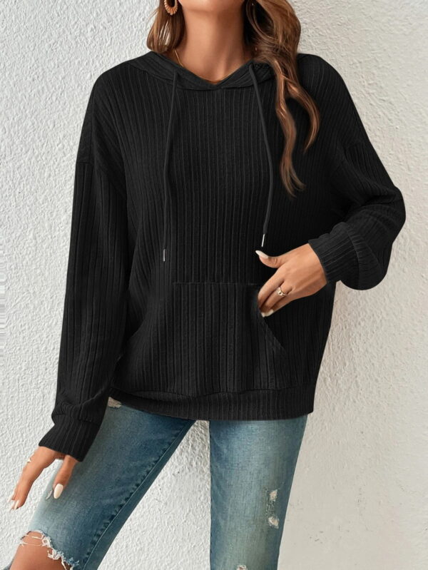 Women Hoodie – Striped Knit Sweater - Image 8