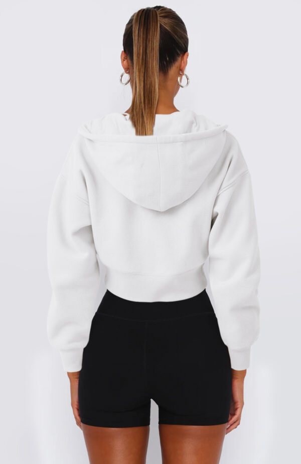 Women's Long Sleeve Cropped Full Zip Up Hoodie Sweatshirt – Fleece Jacket Crop Top - Image 4