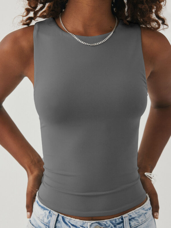 Women's Summer Slim Racerback O-Neck Sleeveless Fitted Tank Top - Image 9