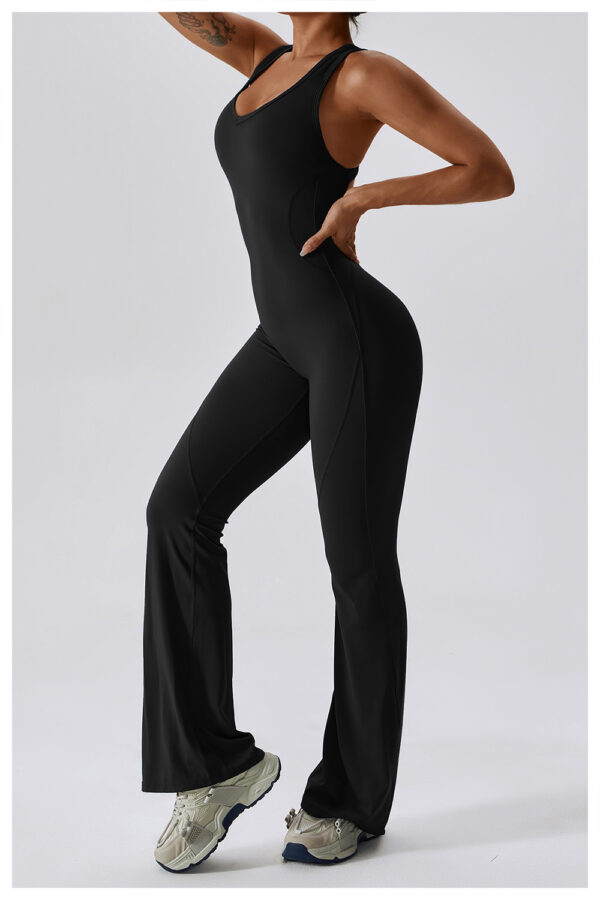 Women One Piece Bodysuit Gym Sports Suit Yoga Workout Flare Leggings Fitness Set Yoga Jumpsuit - Image 7