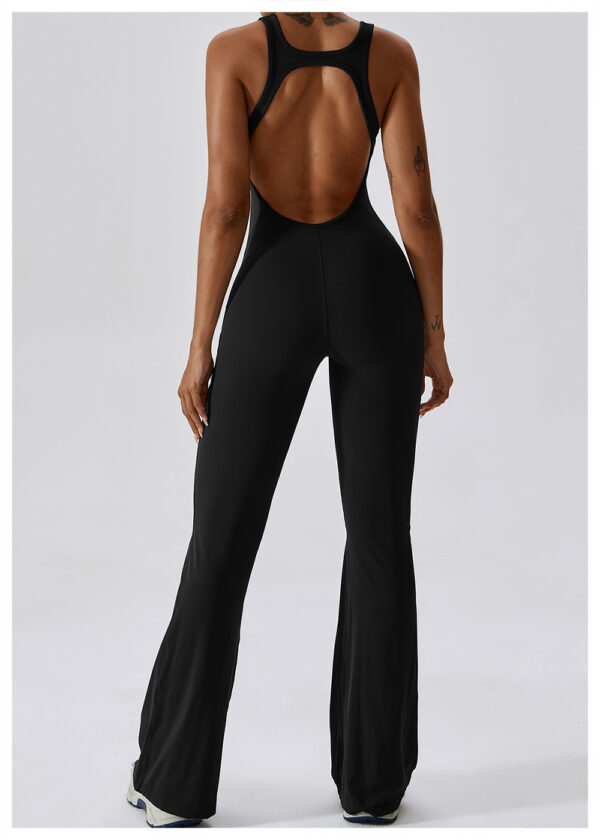 Women One Piece Bodysuit Gym Sports Suit Yoga Workout Flare Leggings Fitness Set Yoga Jumpsuit - Image 6