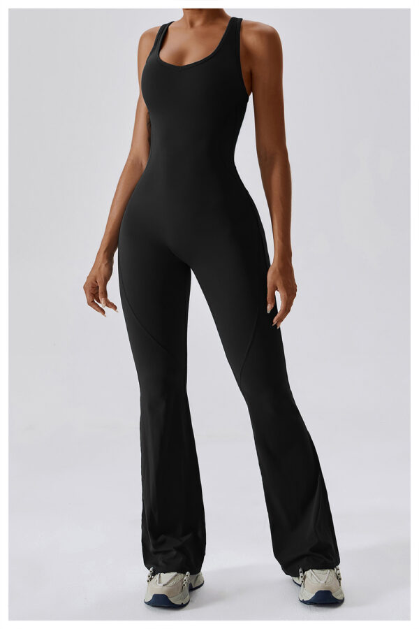 Women One Piece Bodysuit Gym Sports Suit Yoga Workout Flare Leggings Fitness Set Yoga Jumpsuit - Image 5