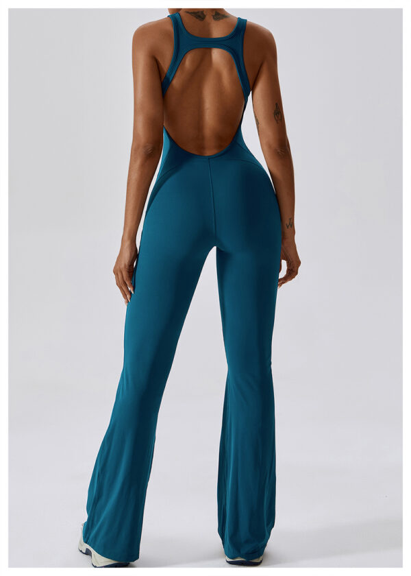 Women One Piece Bodysuit Gym Sports Suit Yoga Workout Flare Leggings Fitness Set Yoga Jumpsuit - Image 2