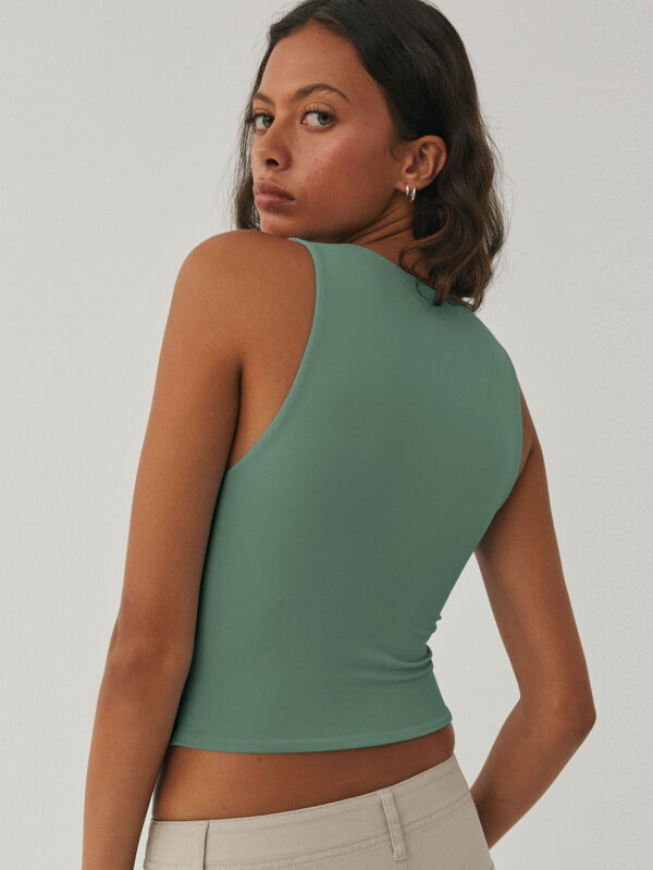 Women's Summer Slim Racerback O-Neck Sleeveless Fitted Tank Top - Image 4