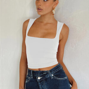 Women's Y2K Style Slim Fit Camisole – Square Neck Tank Top